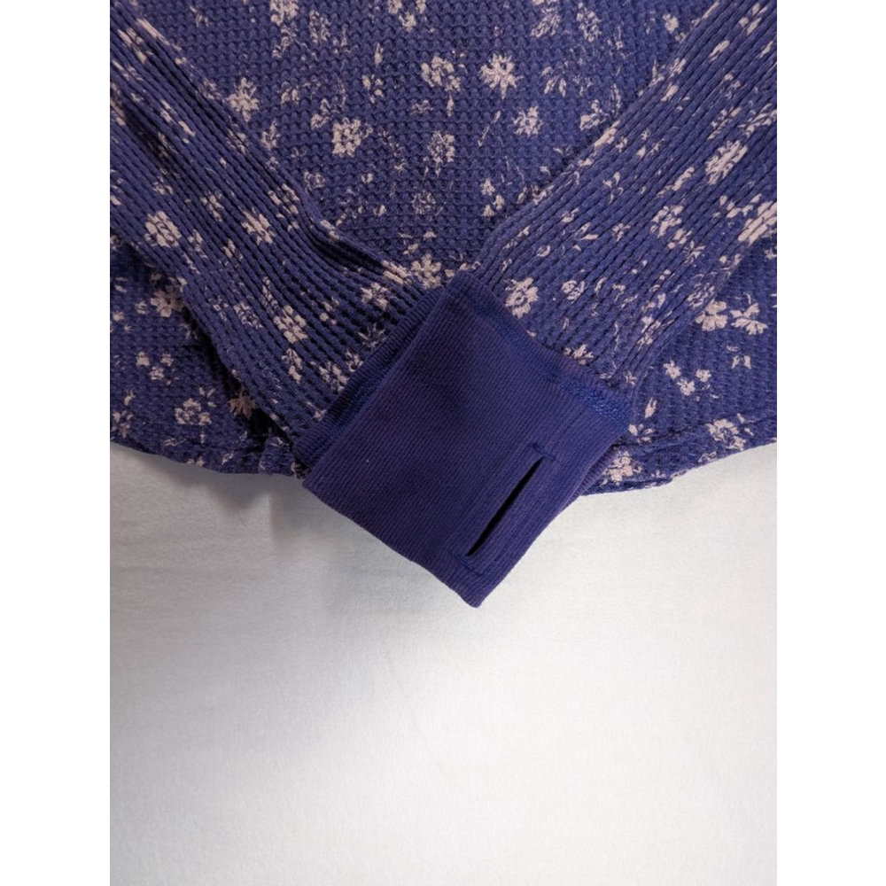 Women's Free People Blue Floral Long Sleeve Tee L - Picture 3 of 9